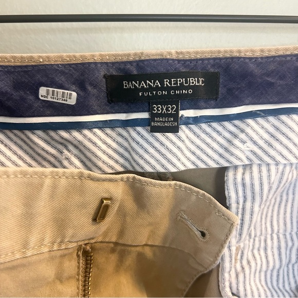 Banana Republic Fulton Chino Skinny Stretch Chino Khaki Mens Size 33 x 32 - Picture 11 of 12